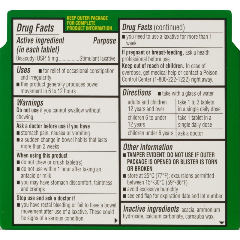 Laxative Bisacodyl 5mg, 10 tb